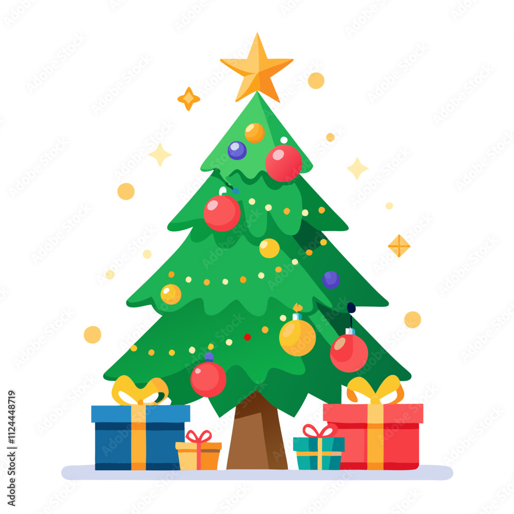 Naklejka premium Christmas Tree with Ornaments