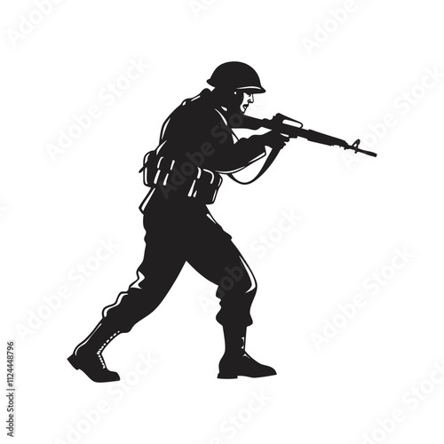 The army man is ready for shooting with bazookar