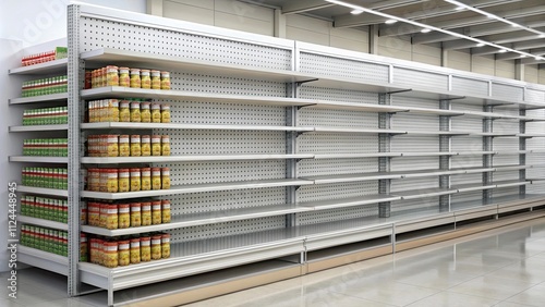 Supermarket display with shelf limiters and topper, , supermarket, display, shelf, limiters, topper, merchandising photo