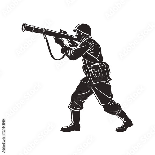The army man is ready for shooting with bazookar