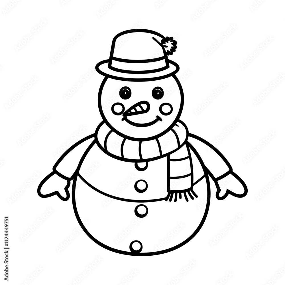 Snowman line art outline illustration Snowman line art outline illustration
