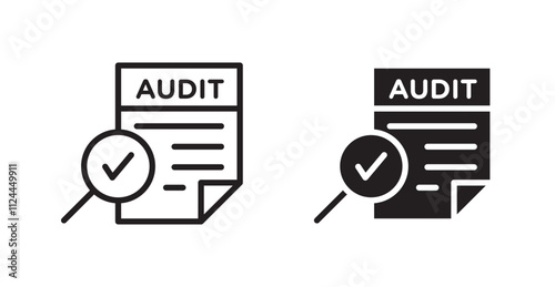 Audit icon set in Thin line black color.