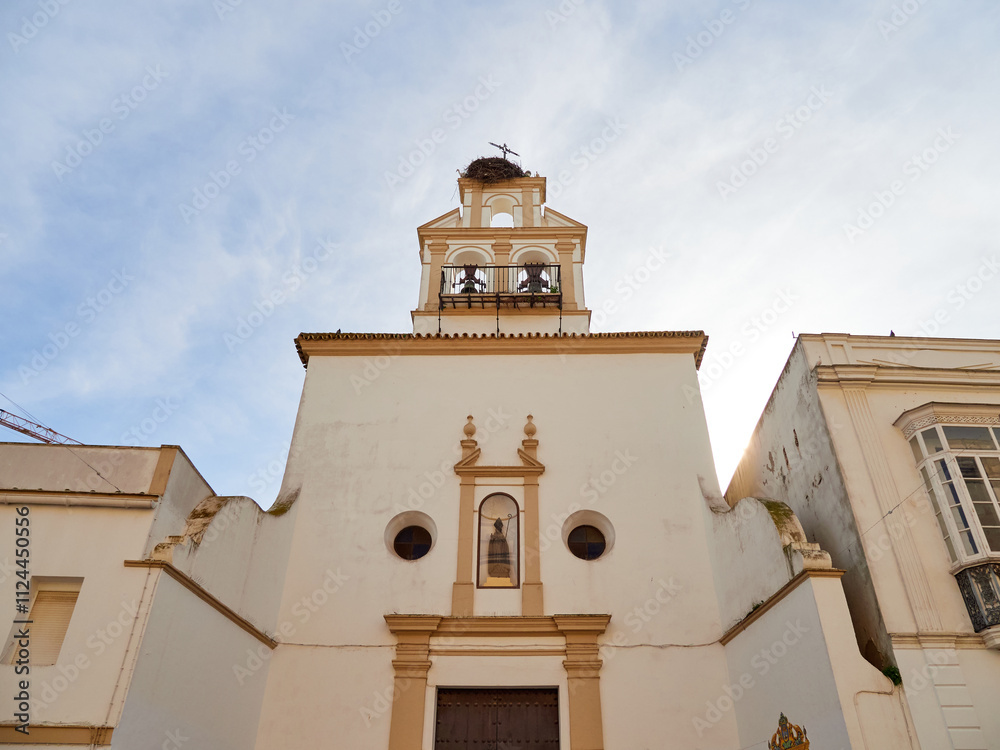Fototapeta premium Streets of Sanlúcar de Barrameda. Churches, flowers and wine cellars.