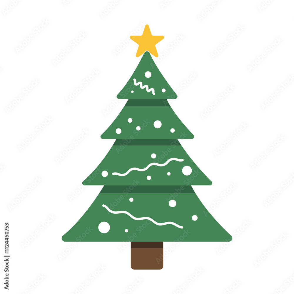 Christmas Tree Flat Vector Illustration Christmas Tree Flat Vector Illustration
