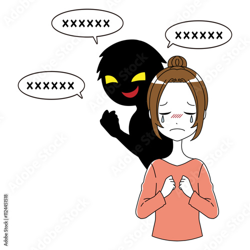 危険な話をする悪人と女性の素材