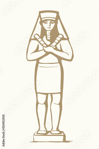 Vector drawing. Egyptian male statue