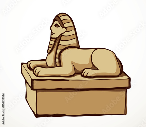 Vector drawing. Egyptian sphinx monument