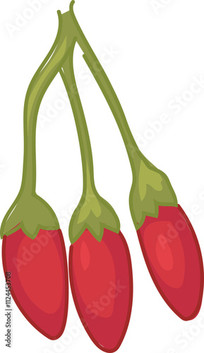 Goji berry illustration with stems and leaves.