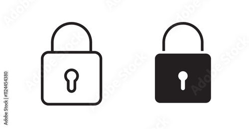 Lock closed icon set in Thin line black color.