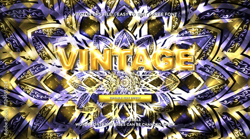 3D rendering Vintage gold text effect animation