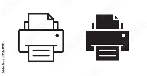 Print icon set in Thin line black color.