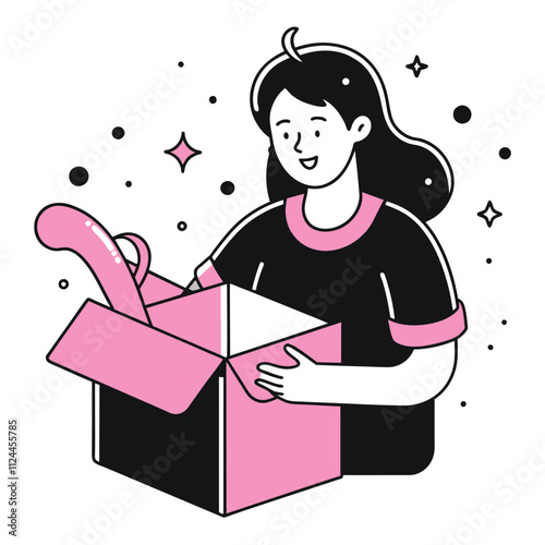  unboxing business illustration of a woman 