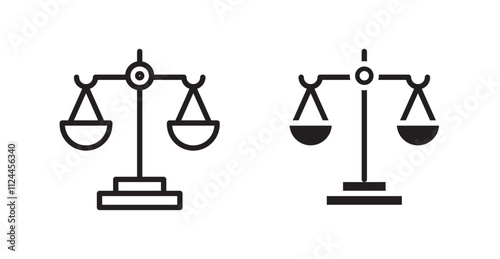 Scales of justice icon set in Thin line black color.