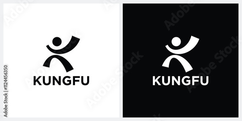 letter K people kungfu logo design graphic vector illustration
