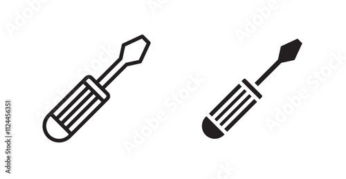 Screwdriver icon set in Thin line black color.