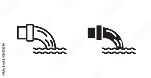 Sewage icon set in Thin line black color.