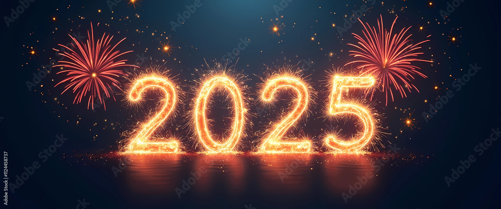Vibrant fireworks burst in the sky, marking the New Year 2025 festivities, generative ai Vibrant fireworks burst in the sky, marking the New Year 2025 festivities, generative ai