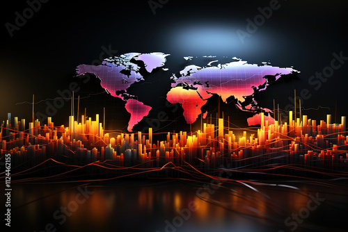 Outstanding Glowing Big Data Forex Candlestick Chart on City Backdrop