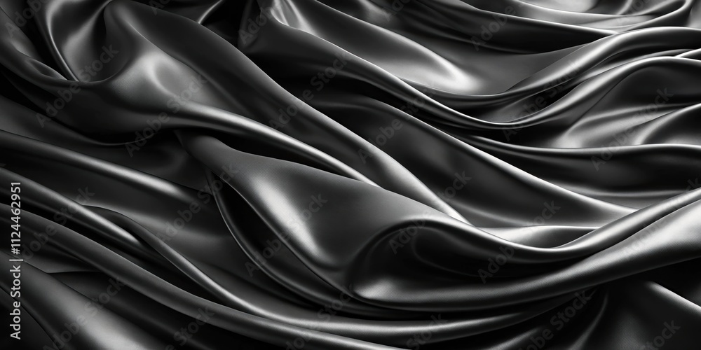 Fototapeta premium Black luxury cloth abstract background with dark liquid wave and wavy folds silk or satin, elegant wallpaper, luxury, cloth, abstract