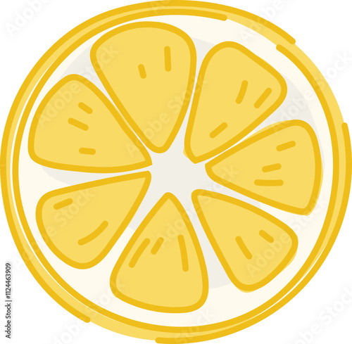 Illustration of a Lemon Slice Cross Section.