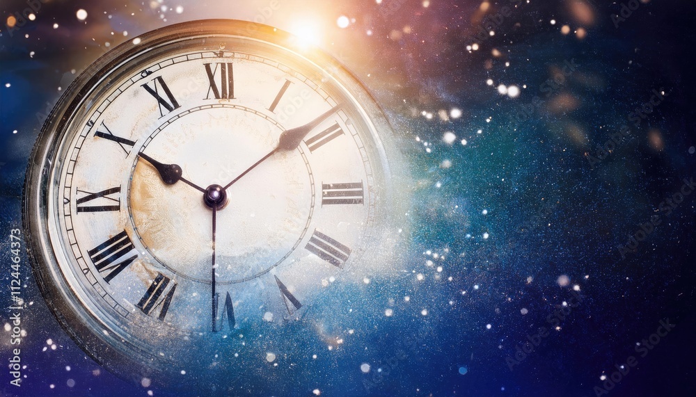 Abstract background clock ticking in space and time