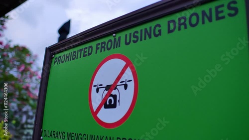 sign prohibiting the use of drones