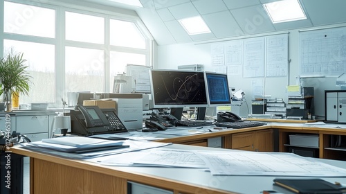 Modern Office Workspace with Computer and Documents