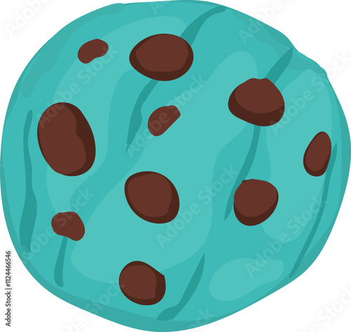 Blue Cookie with Chocolate Chunk Design.