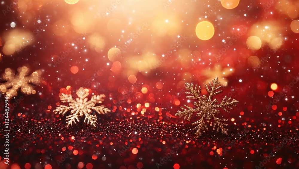 Sparkling Snowflakes on a Red Glittery Background Creating a Festive Atmosphere for Holiday Celebrations and Winter Events Full of Joy and Warmth Sparkling Snowflakes on a Red Glittery Background Creating a Festive Atmosphere for Holiday Celebrations and Winter Events Full of Joy and Warmth