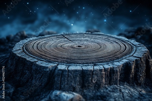 Majestic Cosmic Tree Rings Revealing the Passage of Time under a Starry Sky