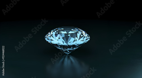 Sleek Dark Background with 3D Diamond Reflecting Blue Light Icon