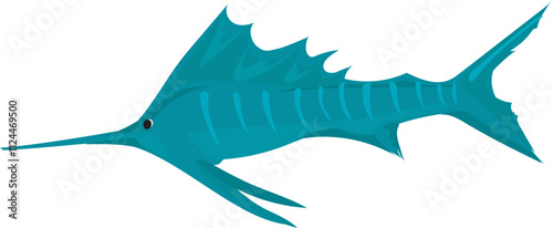 Cartoon Sawfish with Serrated Rostrum.