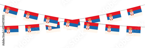 Serbia bunting flags on white background. Vector illustration.