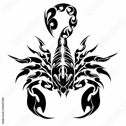 Tribal scorpion tattoo design illustration