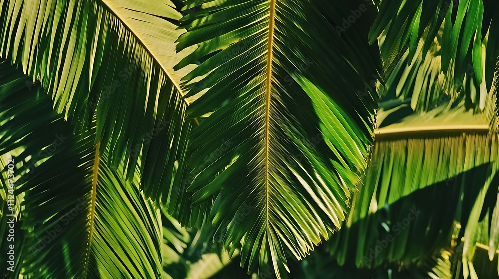 Lush Green Palm Fronds Basking In Sunlight Lush Green Palm Fronds Basking In Sunlight