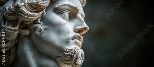 Close-up Portrait of Jesus Christ in Marble Sculpture with Chiaroscuro Lighting