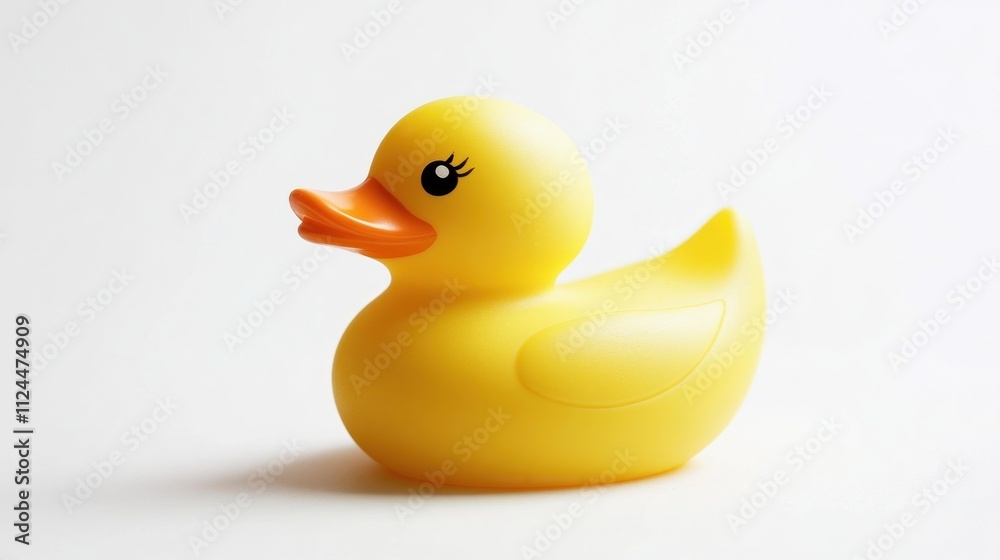 Cheerful yellow rubber duck with a smiling face Cheerful yellow rubber duck with a smiling face