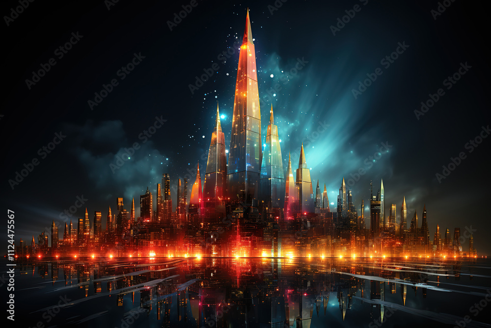 Fototapeta premium Wonderful Abstract futuristic background. Futuristic Sci-Fi City