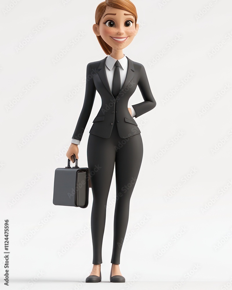 Cartoon businesswoman in a suit holding a briefcase Cartoon businesswoman in a suit holding a briefcase