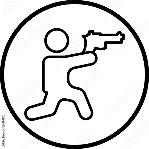 Shooting in sitting position icon style