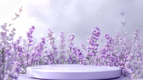 Lavender Dream: Product Display Podium in a Lavender Field 