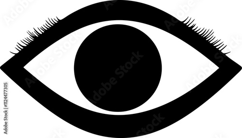 A minimalist black and white illustration of an eye, representing vision and perception in graphic design.