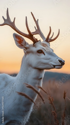 Wallpaper Mural A majestic white deer with perfect antlers, in the beautiful mountains Torontodigital.ca