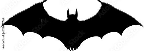 A striking silhouette of a bat in flight, ideal for Halloween themes or nature-related graphics.
