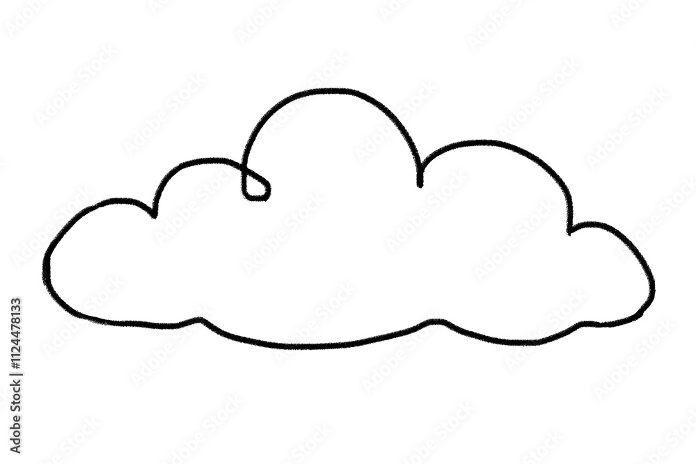 Fototapeta premium Cloud doodle png sticker, simple design transparent background