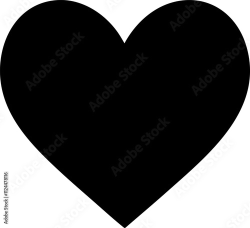A solid black heart symbol representing love and affection, perfect for romantic themes and designs.