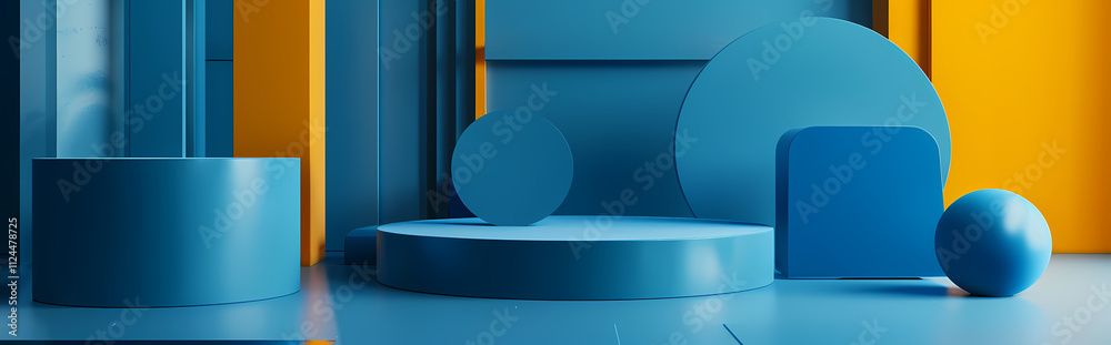 Abstract Blue and Yellow Geometric Shapes: A captivating abstract backdrop featuring a vibrant interplay of blue and yellow geometric shapes. Abstract Blue and Yellow Geometric Shapes: A captivating abstract backdrop featuring a vibrant interplay of blue and yellow geometric shapes.