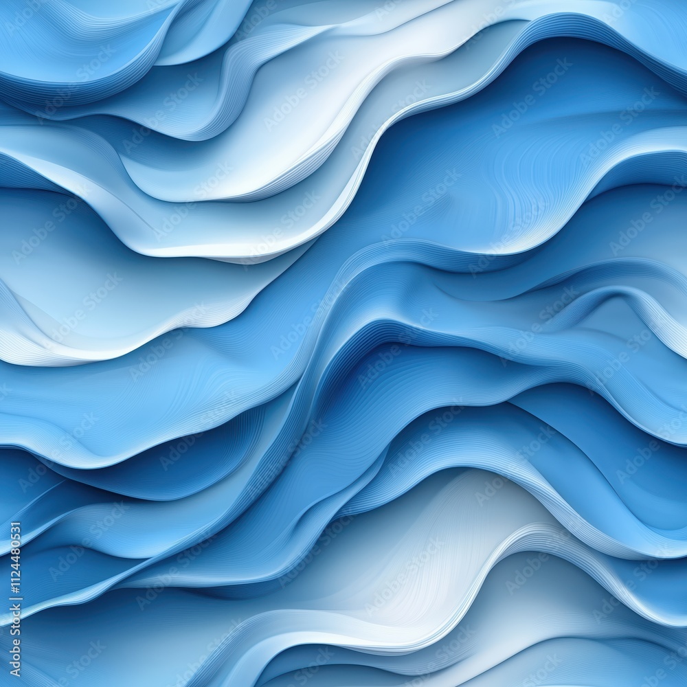 Dynamic wave patterns in shades of blue and white evoke movement and energy reminiscent of the ocean's surface Dynamic wave patterns in shades of blue and white evoke movement and energy reminiscent of the ocean's surface