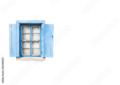 old blue window on wall