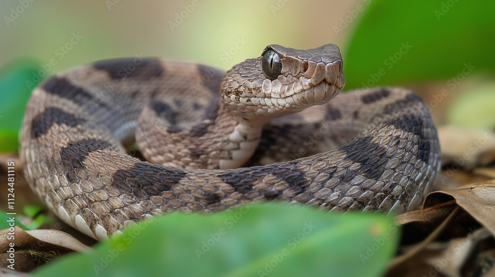 snake crawling on a rain forest, wildlife photography